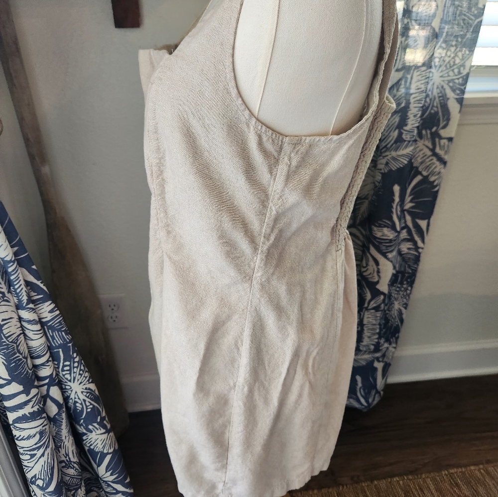 Old Navy Linen Sleeveless Square-Neck Cream Women's Dress - Picture 3 of 4